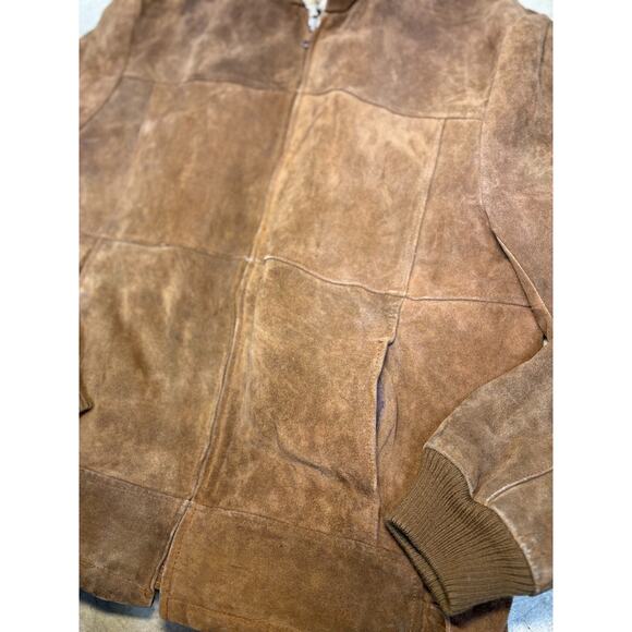 Vintage Midwest Traders Genuine Leather Suede Bomber Jacket | Sherpa Collar - Picture 8 of 12